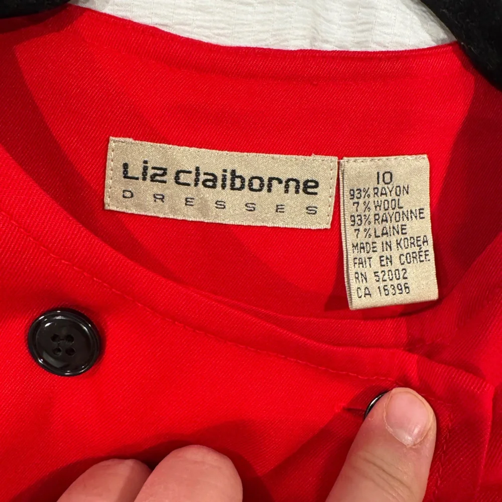 Vintage‎ Liz Claiborne Red Midi Dress with Black Buttons